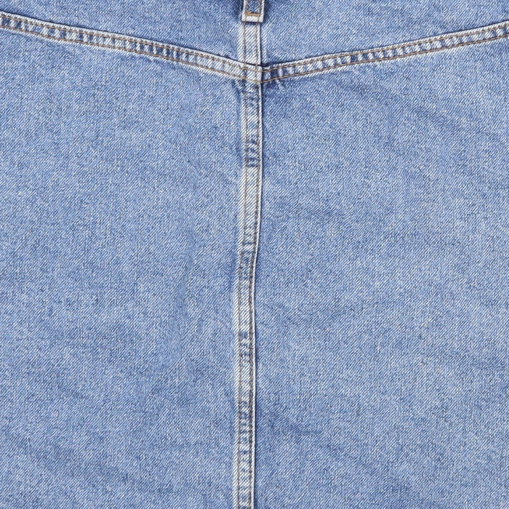 Denim & Co. Womens Blue Cotton Straight & Pencil Skirt Size 10 Zip