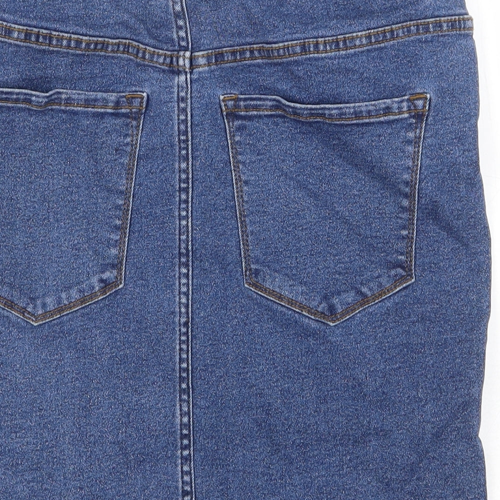 Vera Moda Womens Blue Cotton Straight & Pencil Skirt Size 28 in Zip