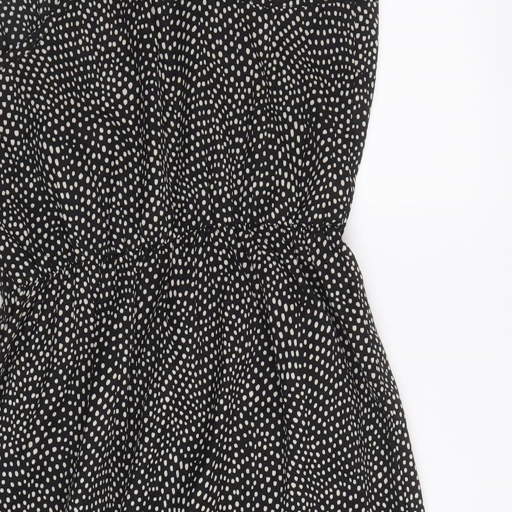 FOREVER 21 Womens Black Polka Dot Polyester A-Line Size S Round Neck Pullover