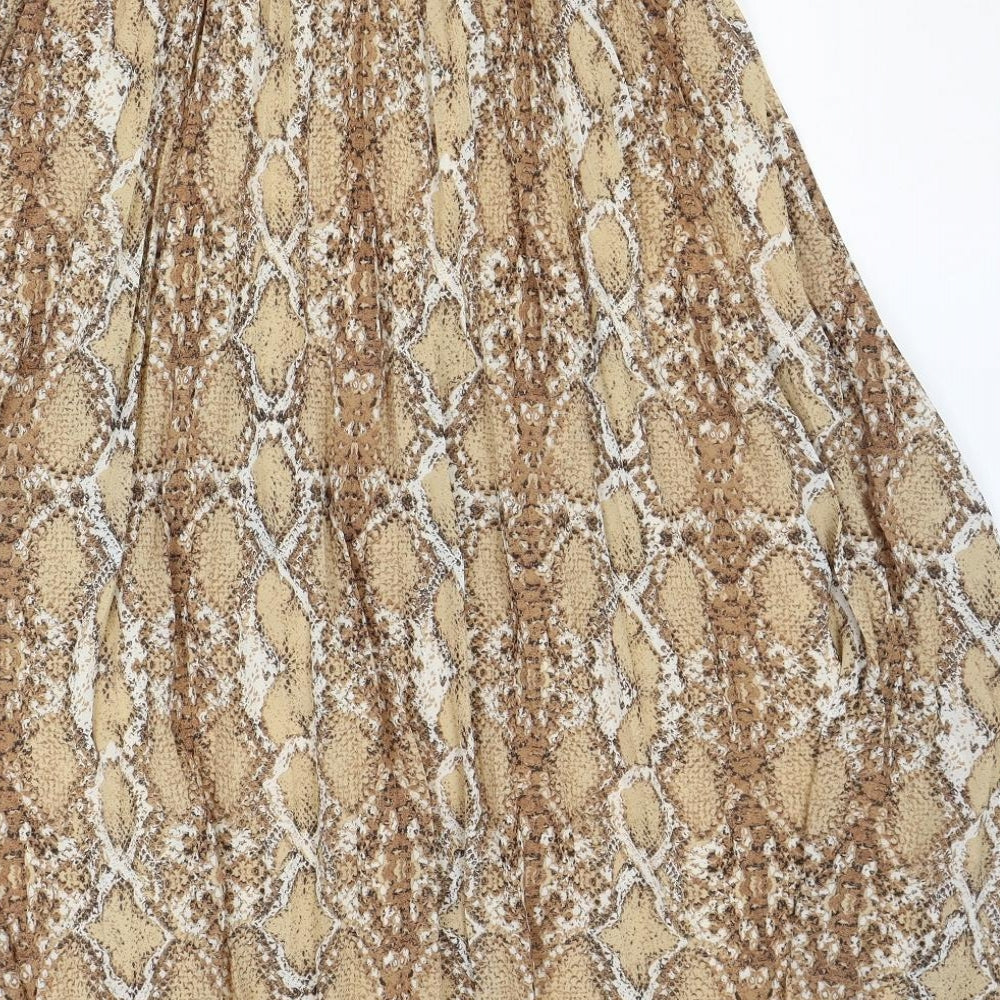 Marks & Spencer Womens Brown Animal Print Polyester Swing Skirt Size 8 - Snakeskin Pattern