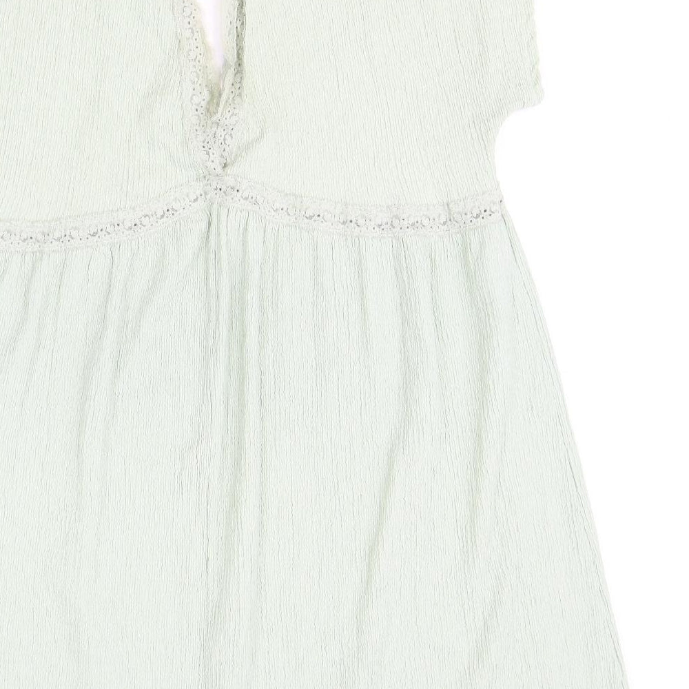 ASOS Womens Green Polyester Shift Size 16 V-Neck Pullover - Lace Trim