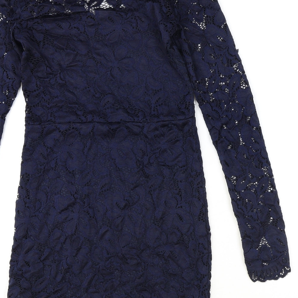H&M Womens Blue Polyamide Shift Size 8 Round Neck Pullover