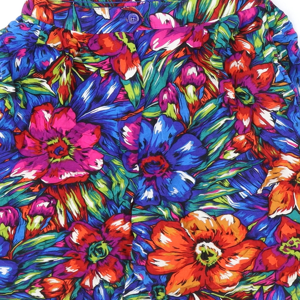 Preworn Womens Multicoloured Floral Viscose Bermuda Shorts Size 27 in Regular Zip