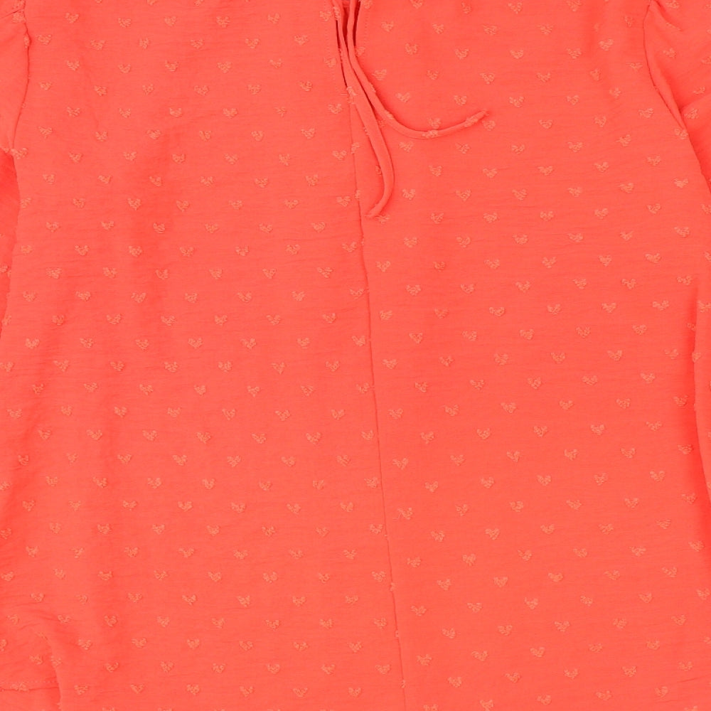 Marks & Spencer Womens Red Polyester Basic Blouse Size 8 Scoop Neck