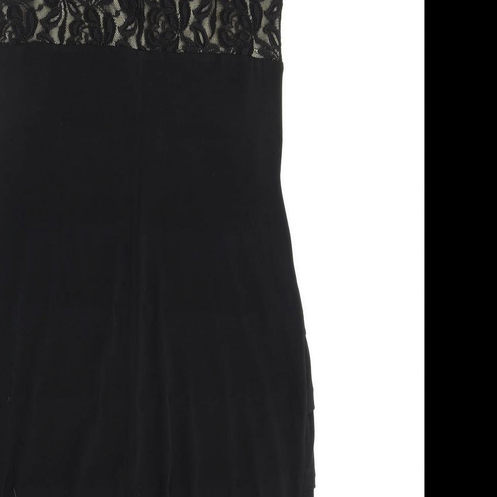 En Focus Studio Womens Black Polyacrylate Fibre Shift Size 6 V-Neck Pullover - Lace Detail