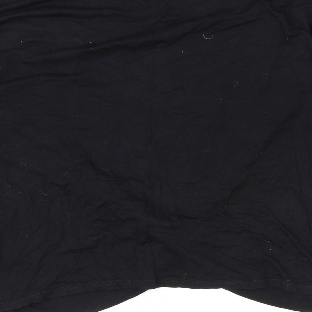 Graze Womens Black Polyester Basic T-Shirt Size L Round Neck