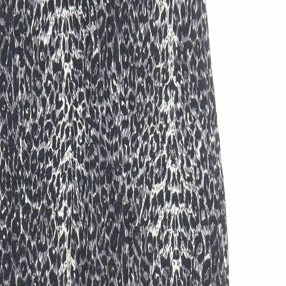 Oasis Womens Grey Animal Print Viscose Bodycon Size S Scoop Neck Pullover - Leopard print