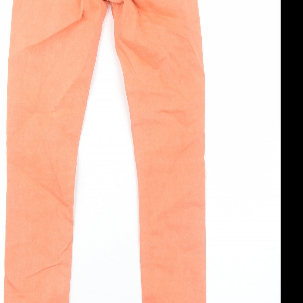 H&M Womens Orange Cotton Skinny Jeans Size 10 Regular Zip