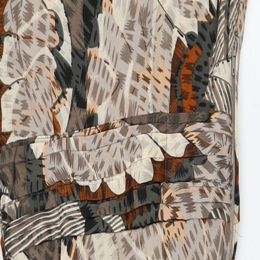H&M Womens Multicoloured Geometric Polyester A-Line Size 4 V-Neck Zip