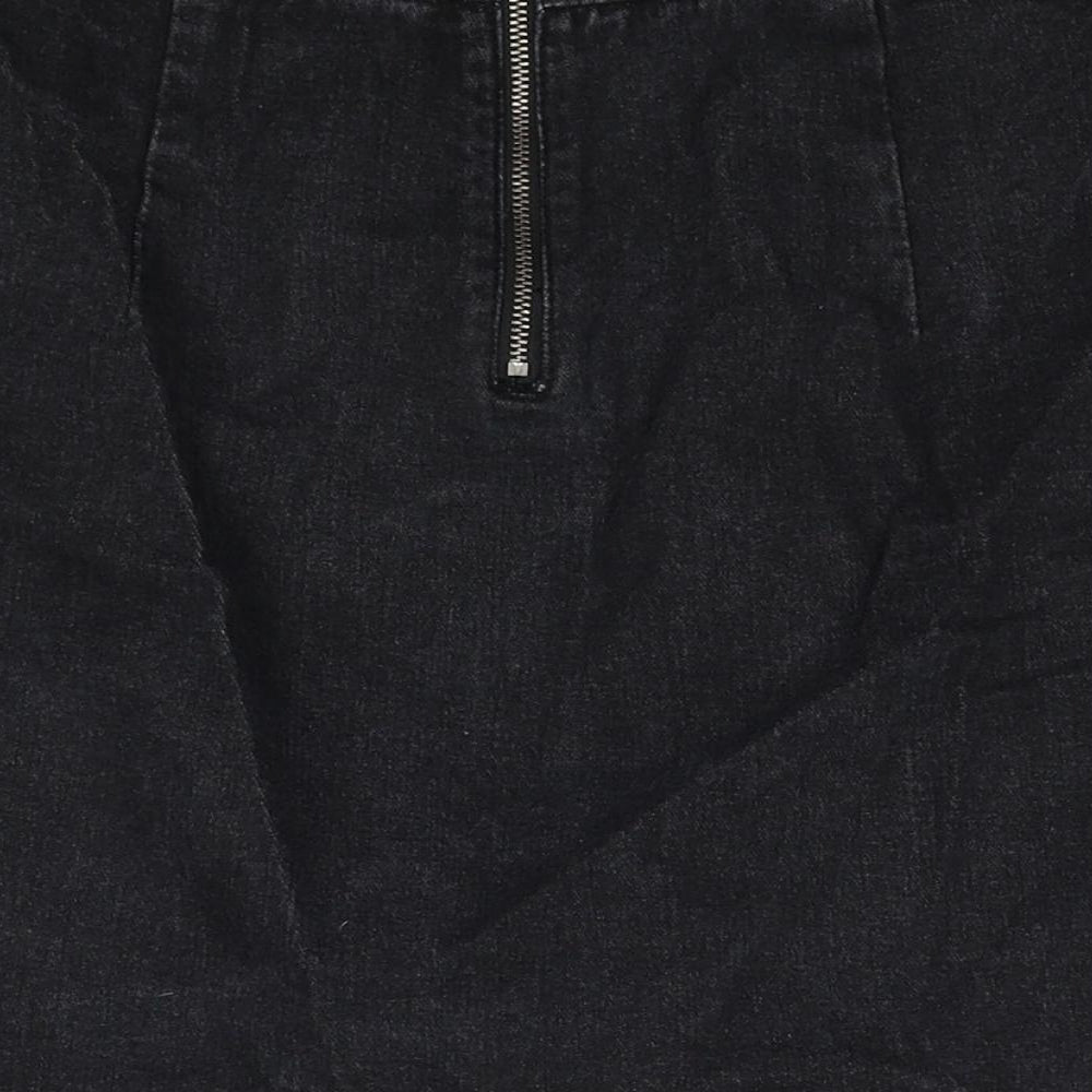 Denim & Co. Womens Black Cotton Straight & Pencil Skirt Size 8 Zip