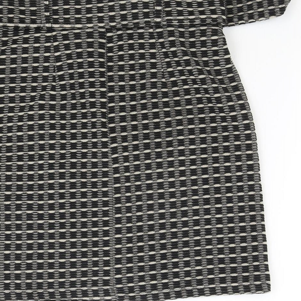Select Womens Black Geometric Polyester Straight & Pencil Skirt Size 8 Zip - Belt Inlcuded