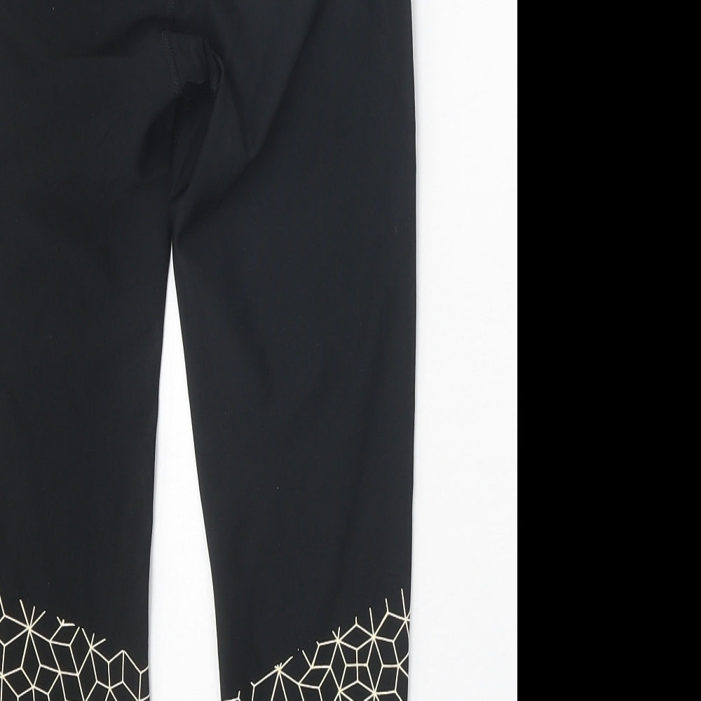 RBX Womens Black Geometric Polyester Cropped Leggings Size XS Regular Pullover