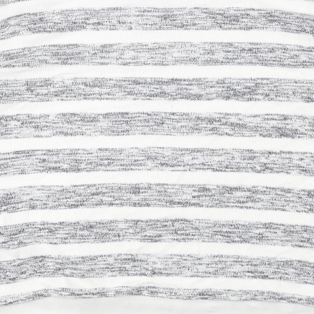 Phase Eight Womens White Boat Neck Striped Viscose Pullover Jumper Size 10 - Chiffon Hem