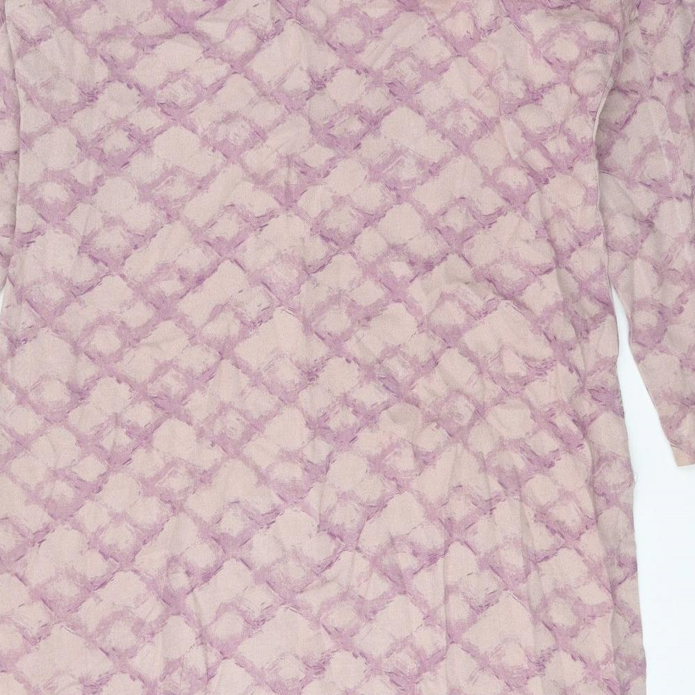 Preworn Womens Pink Geometric Polyester Shift One Size Square Neck Pullover