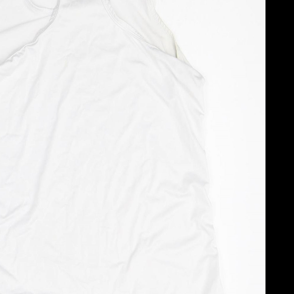 Preworn Womens White Polyester Basic Tank Size L Scoop Neck Pullover - Racerback