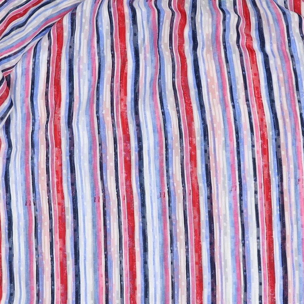 Classic Womens Multicoloured Striped Polyester Basic Blouse Size 12 Boat Neck