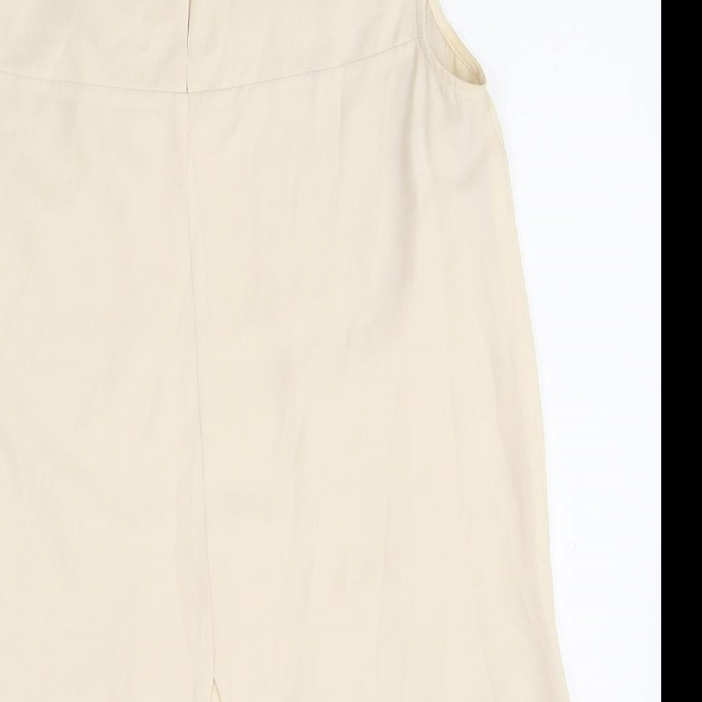 Oasis Womens Ivory Polyester Basic Blouse Size 8 Scoop Neck