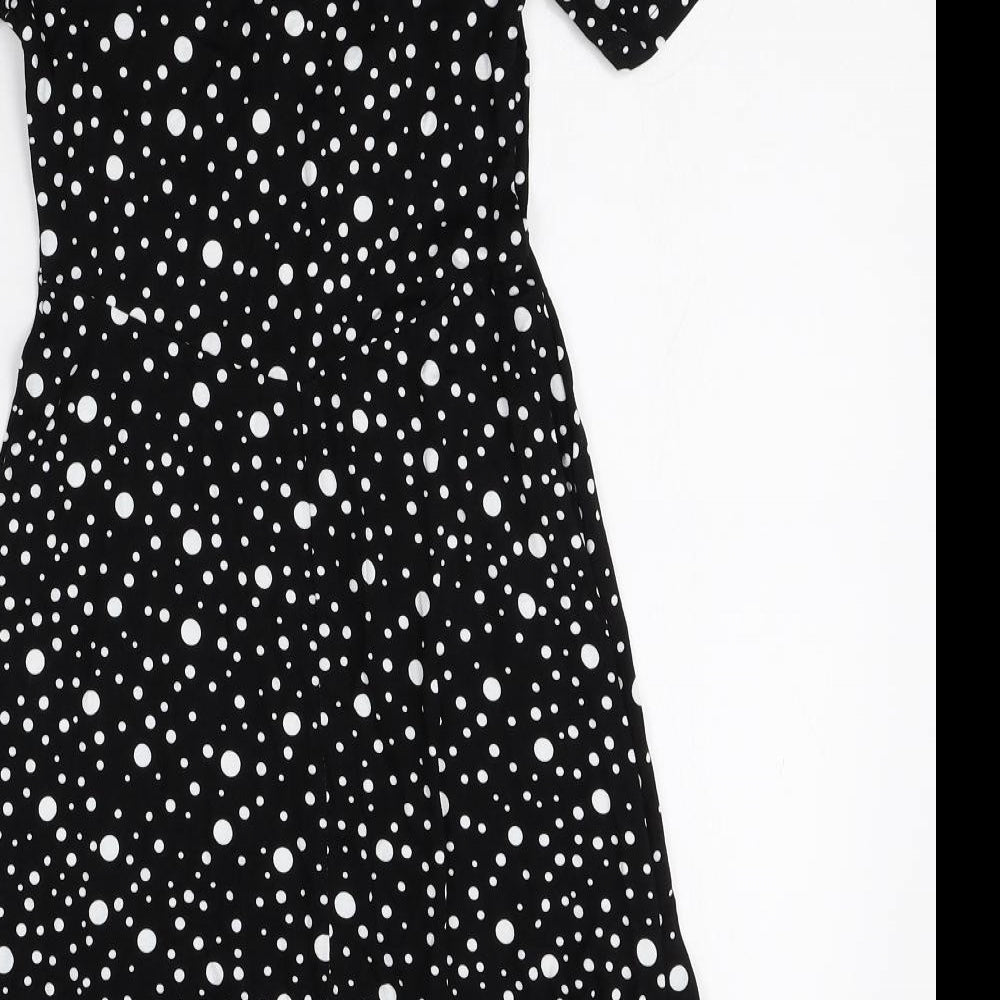 ASOS Womens Black Polka Dot Viscose A-Line Size 8 Round Neck Pullover