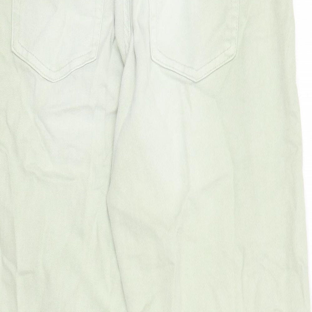 Marks & Spencer Womens Green Cotton Boyfriend Jeans Size 8 Regular Zip