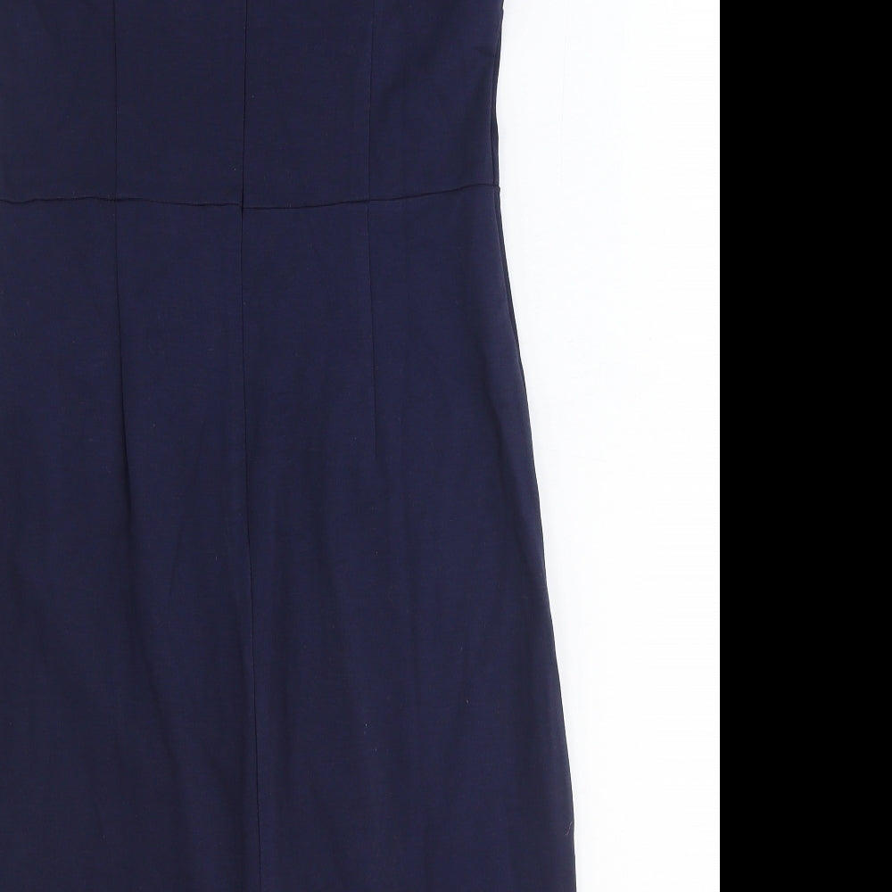 Miusol Womens Blue Rayon Shift Size L Square Neck Zip