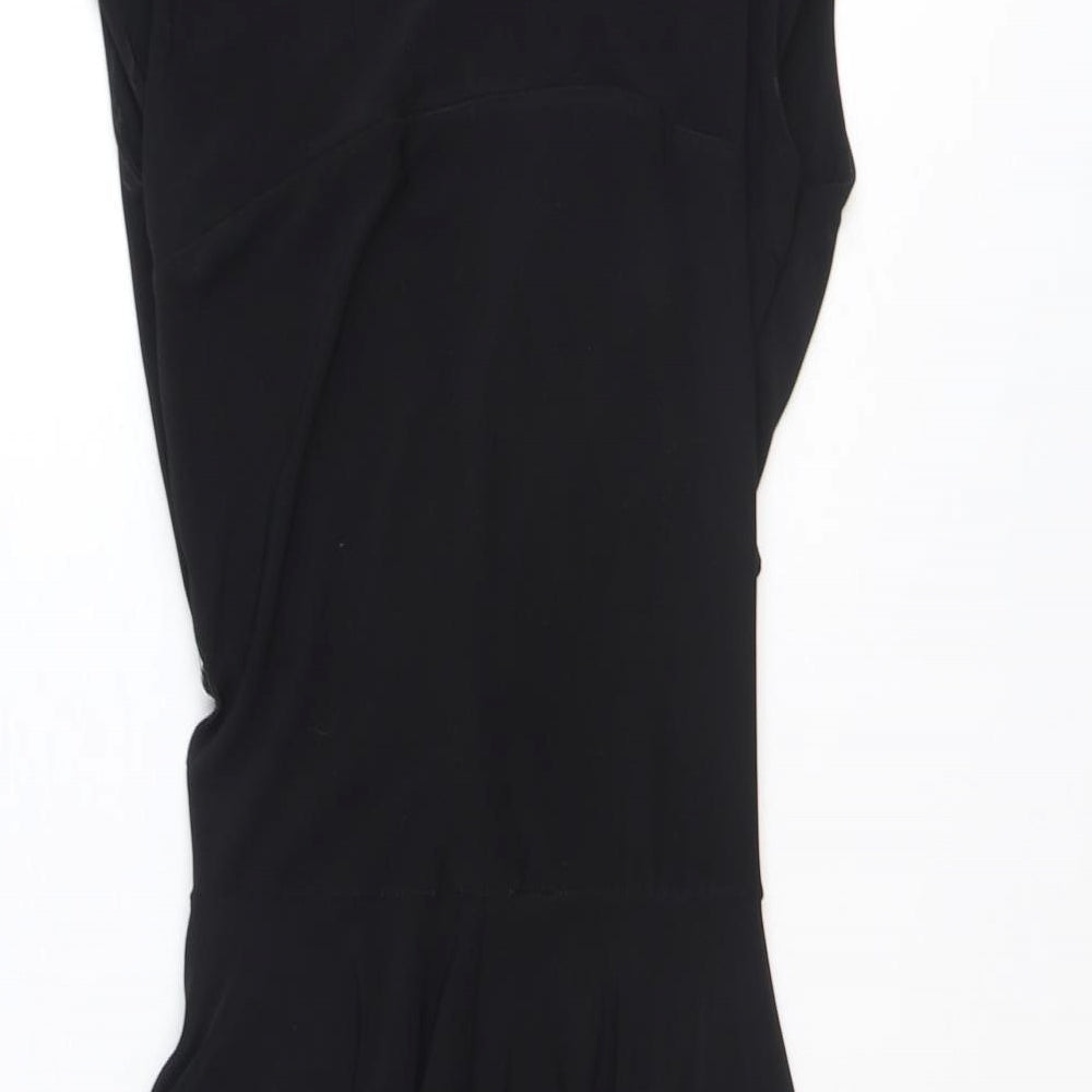 Preworn Womens Black Polyester A-Line Size 8 V-Neck Pullover