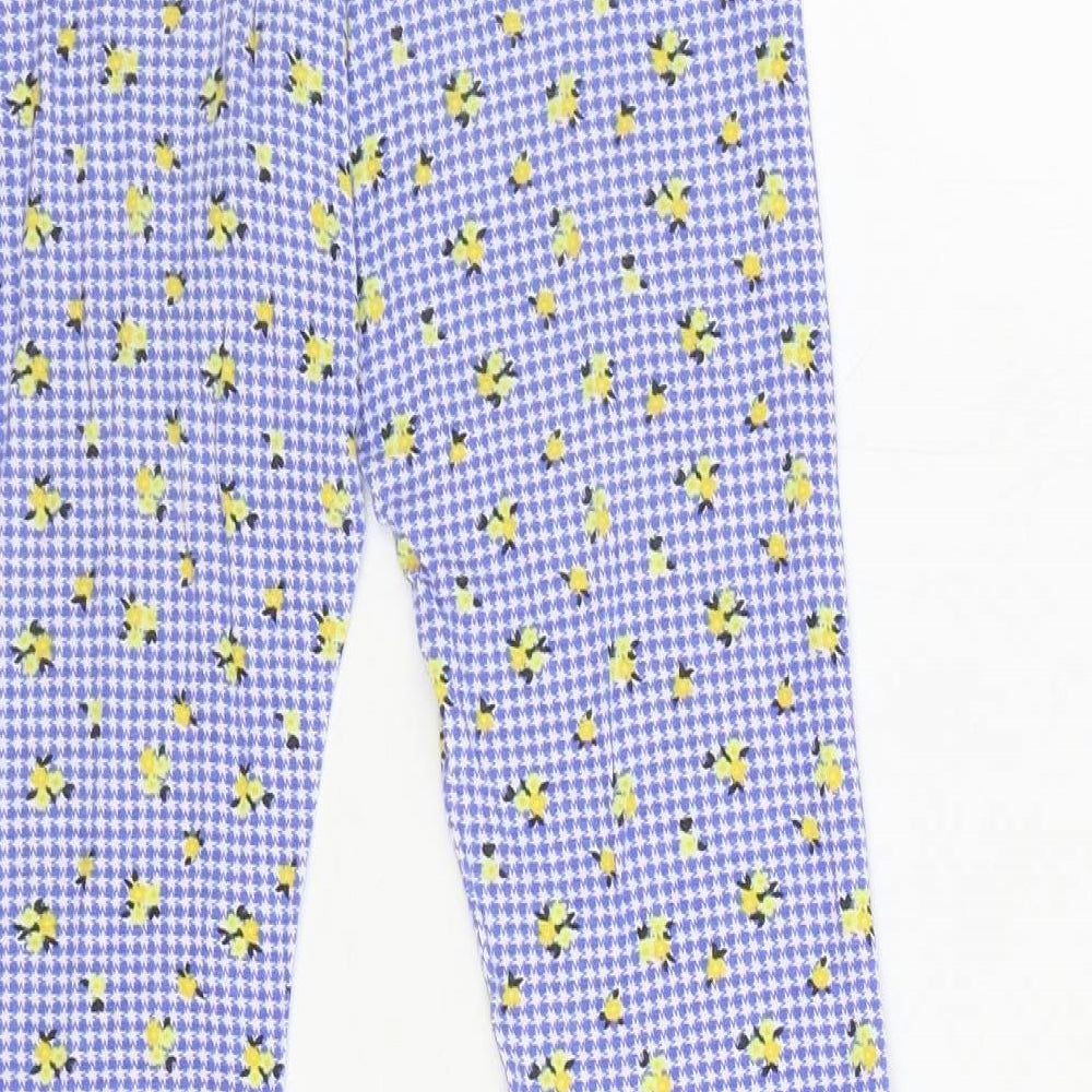 Daisy Street Womens Blue Floral Polyester Trousers Size 8 Regular