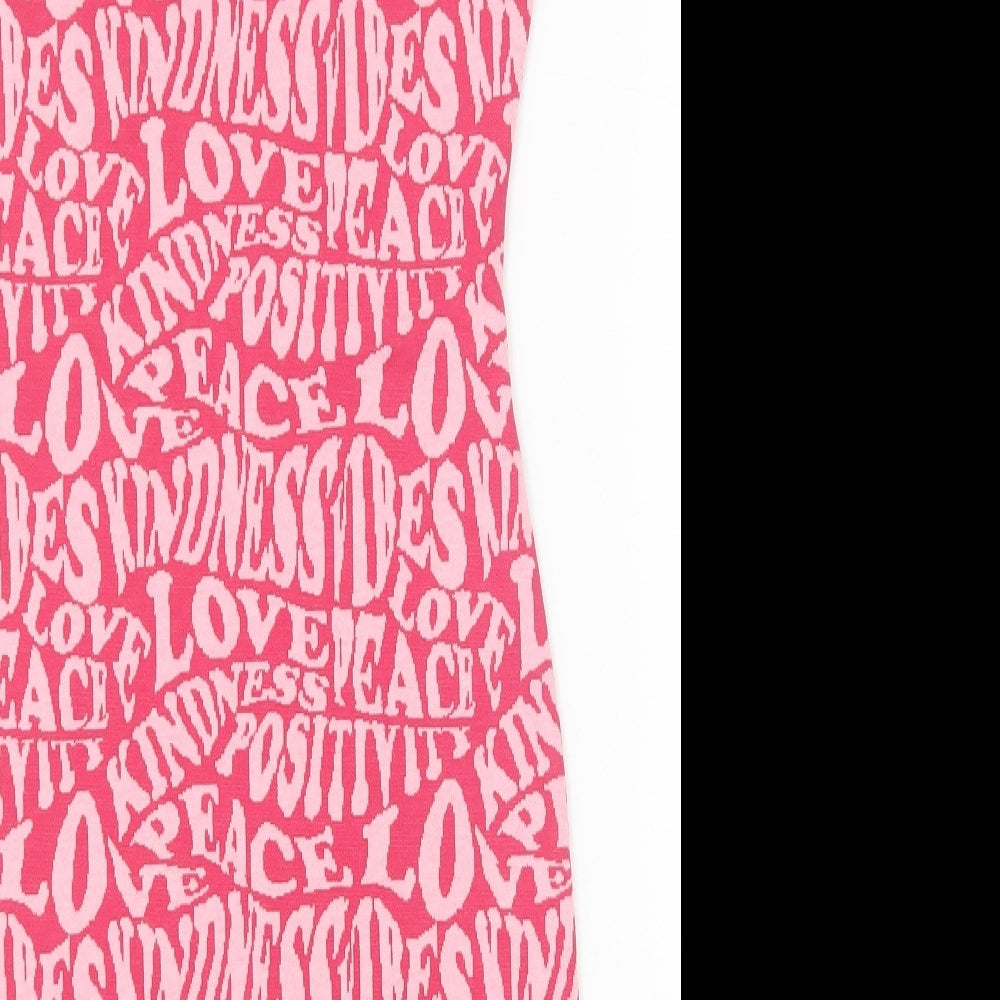 Primark Womens Pink Geometric Polyester Shift Size XS Round Neck Pullover