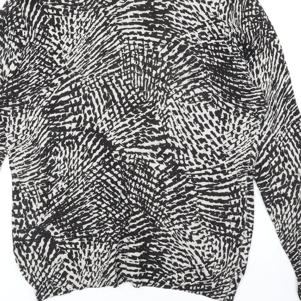 Marks & Spencer Womens Black Scoop Neck Geometric Viscose Cardigan Jumper Size 12