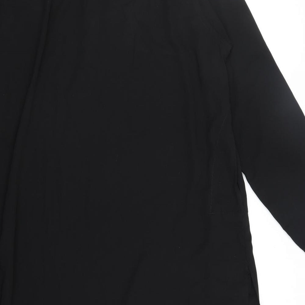 COTTON CLUB Womens Black Polyester Shift Size M Collared Pullover