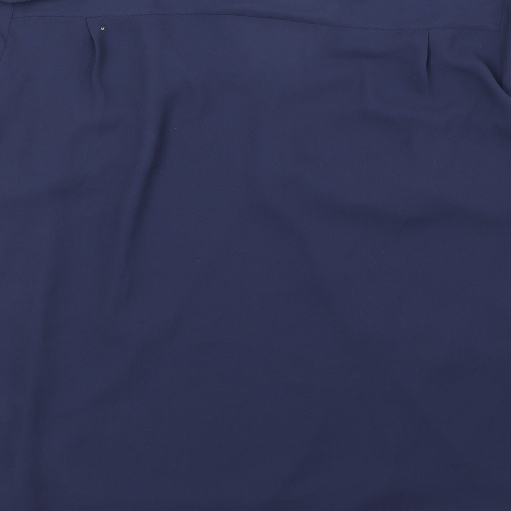 Marks & Spencer Womens Blue Polyester Basic Blouse Size 8 V-Neck
