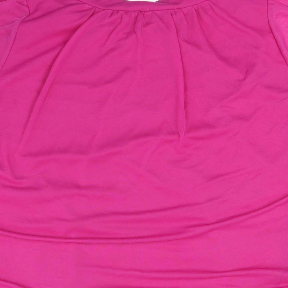 New Look Womens Pink Polyester Basic Blouse Size 6 Round Neck