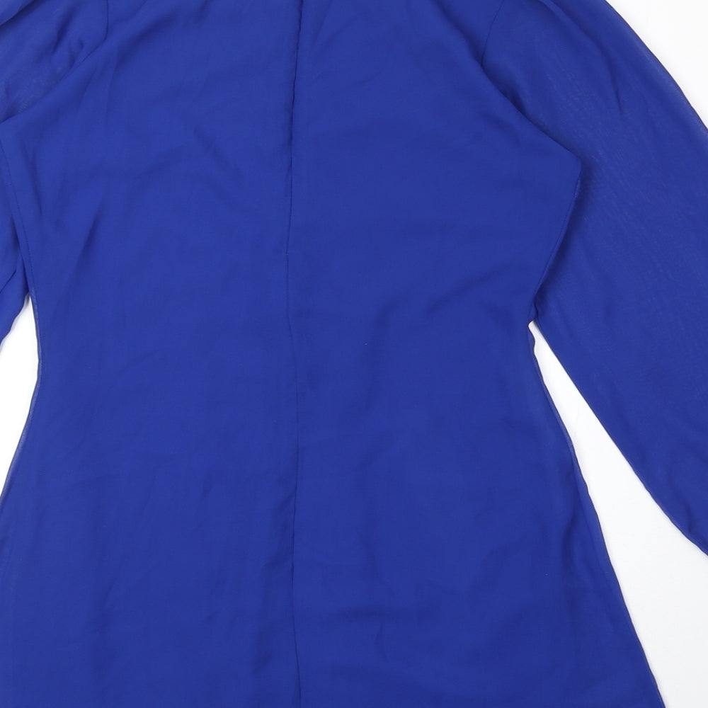 New Look Womens Blue Polyester A-Line Size 10 Round Neck Zip