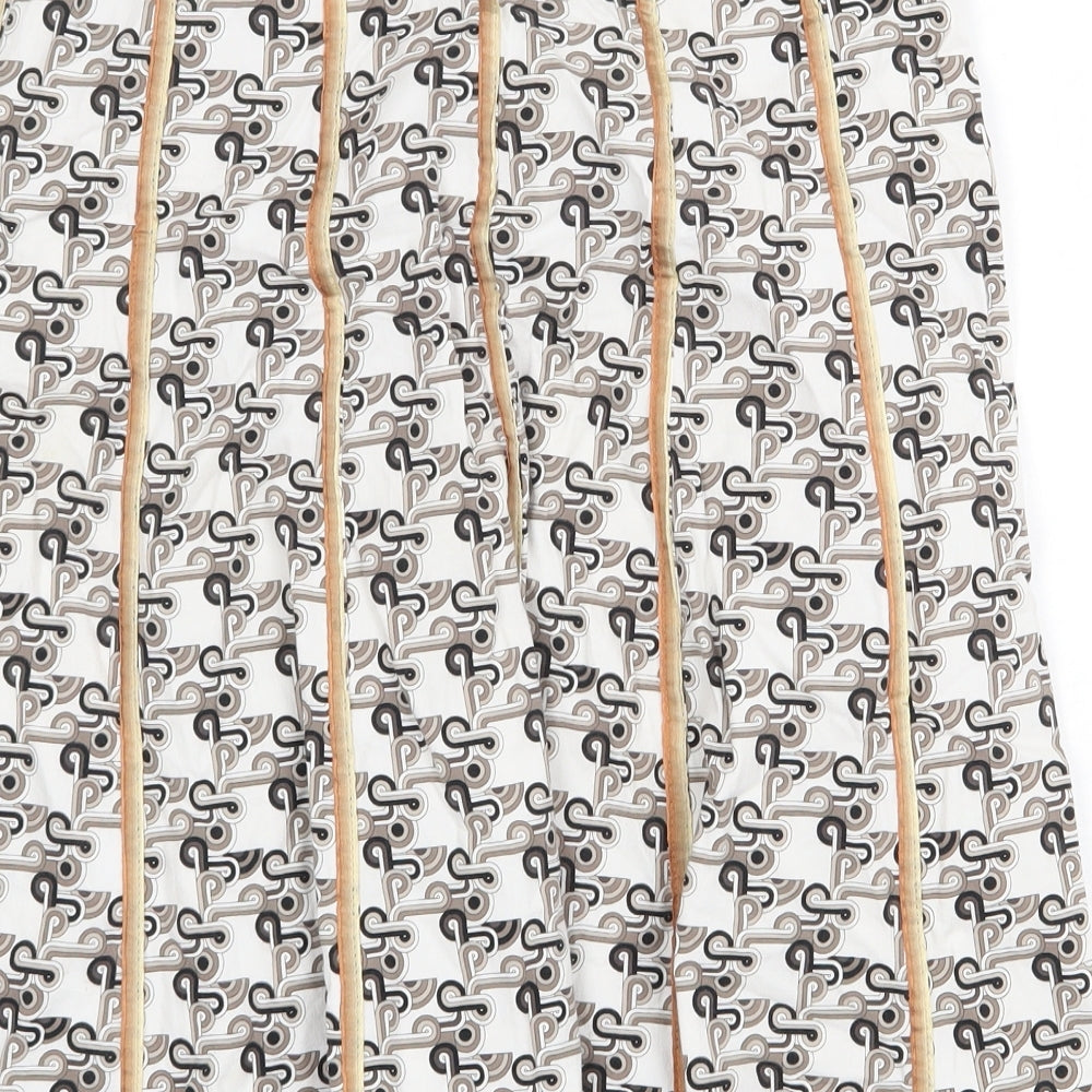 Barbara Initials Womens White Geometric Polyester Swing Skirt Size M Zip