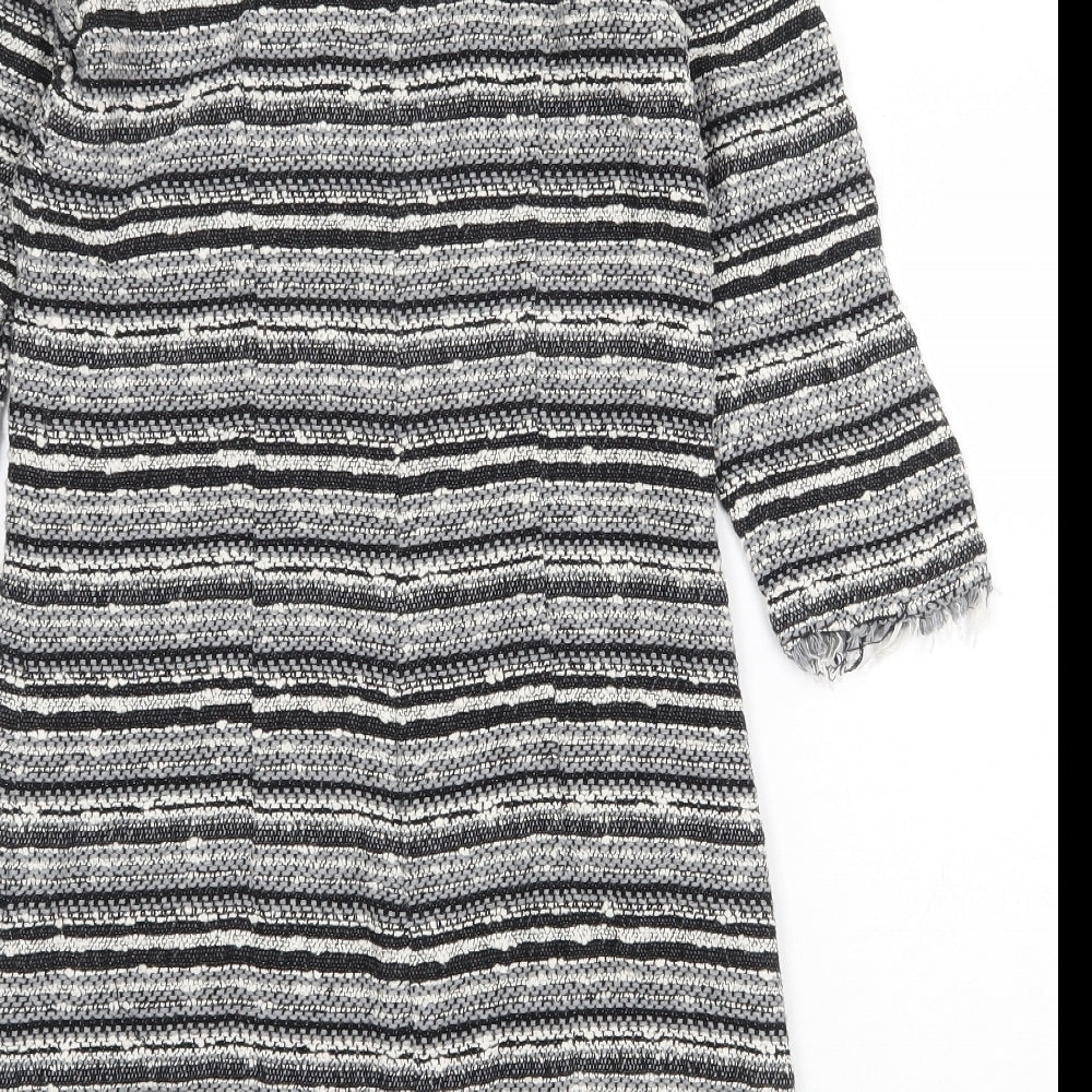 Mango Womens Grey Striped Acrylic Sheath Size XS Round Neck Zip