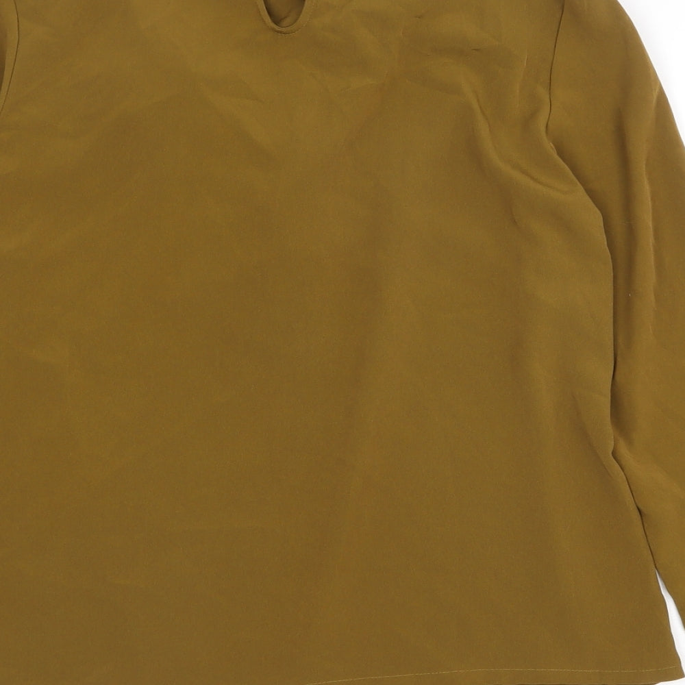 H&M Womens Green Polyester Basic Blouse Size 6 Round Neck