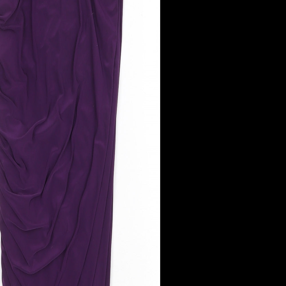 Blue Banana Womens Purple Polyester Sheath Size 14 One Shoulder Pullover
