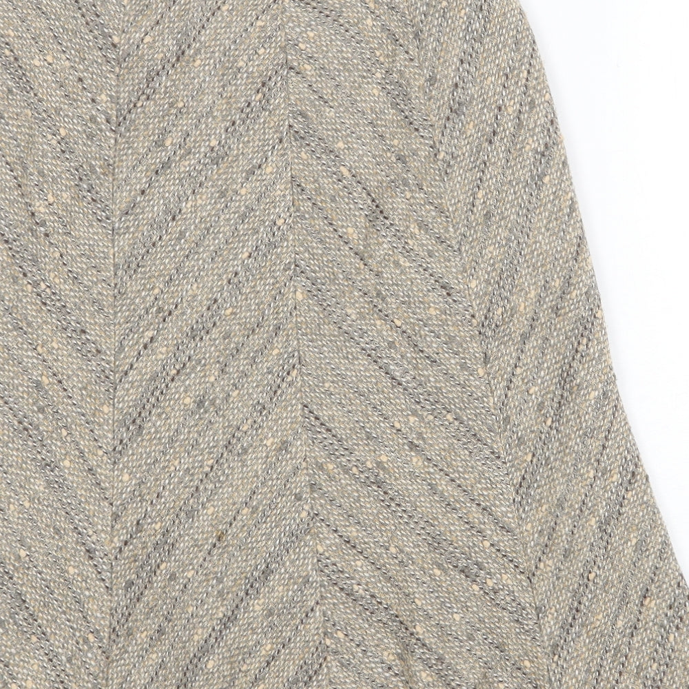 Marks & Spencer Womens Beige Geometric Polyester Swing Skirt Size 12 Zip