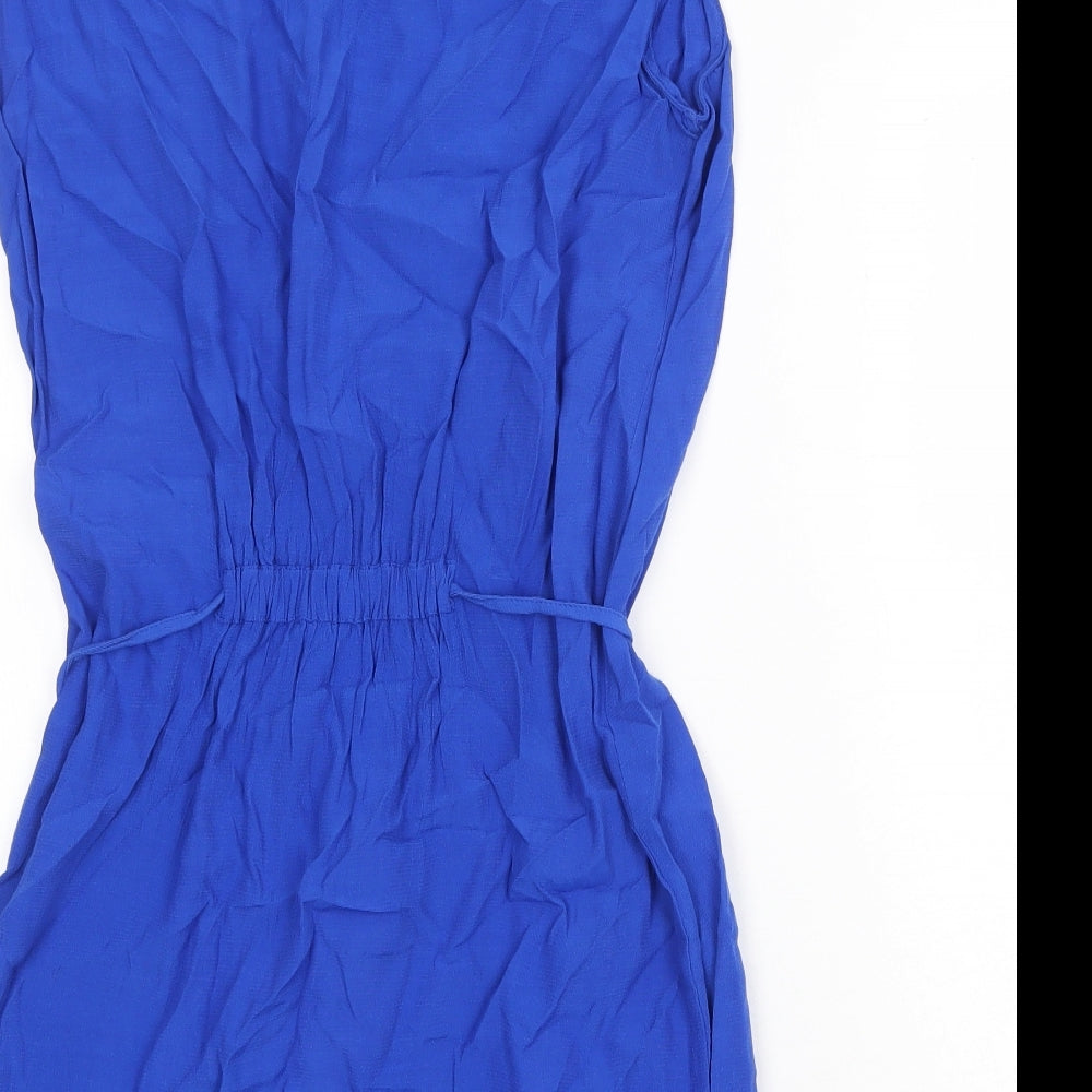 Zara Womens Blue Polyester A-Line Size M Round Neck Tie