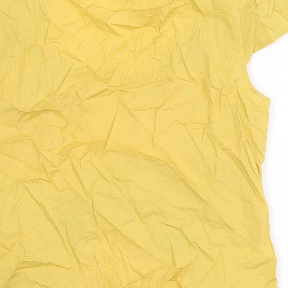 MK Womens Yellow Cotton Basic Blouse Size 18 Scoop Neck