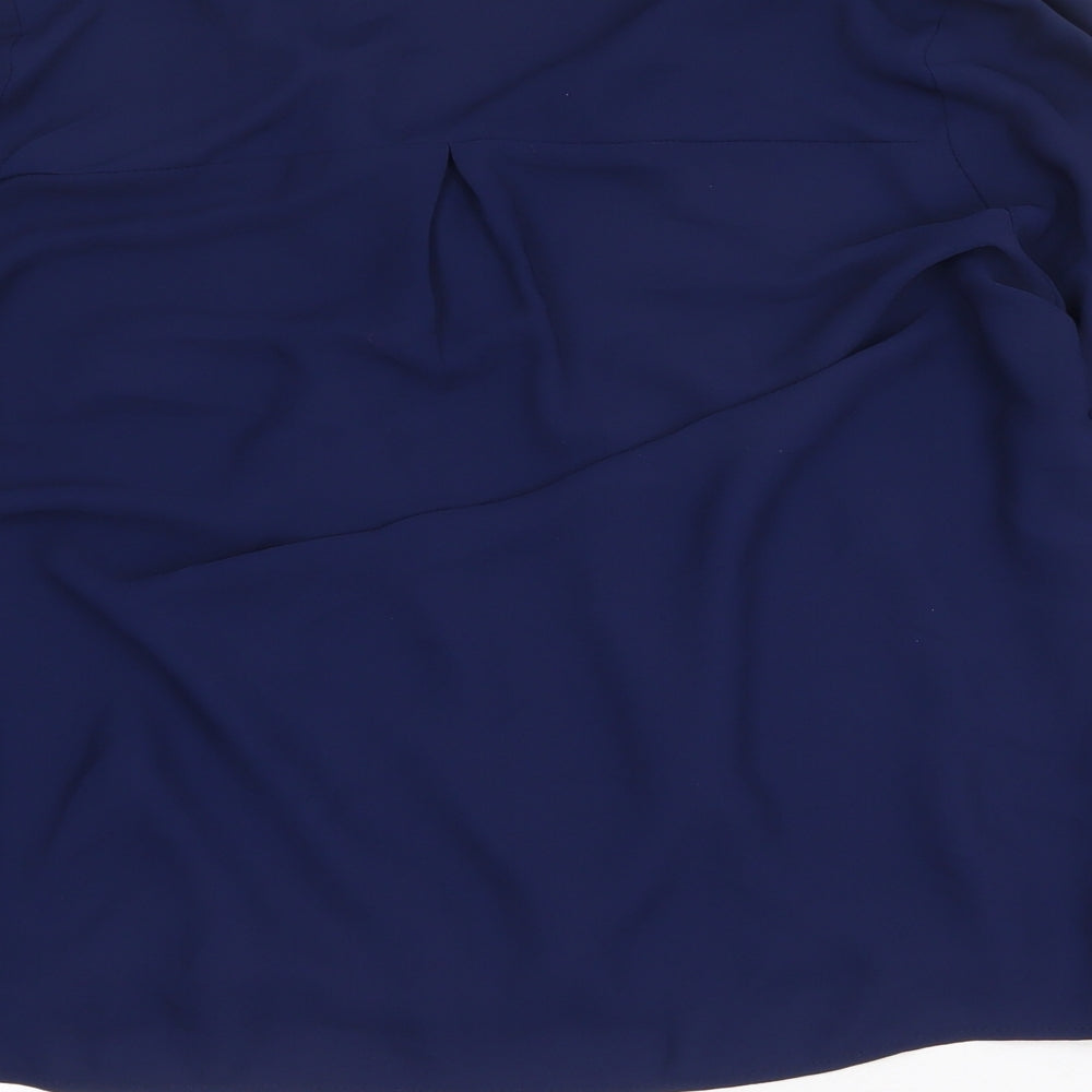 Topshop Womens Blue Polyester Basic Blouse Size 10 V-Neck