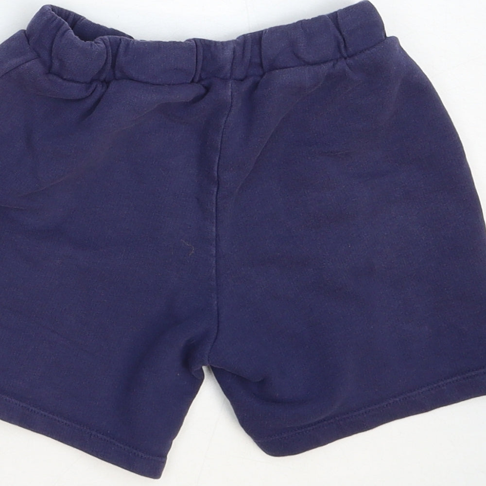 Marks & Spencer Girls Blue Cotton Sweat Shorts Size 5-6 Years Regular Drawstring