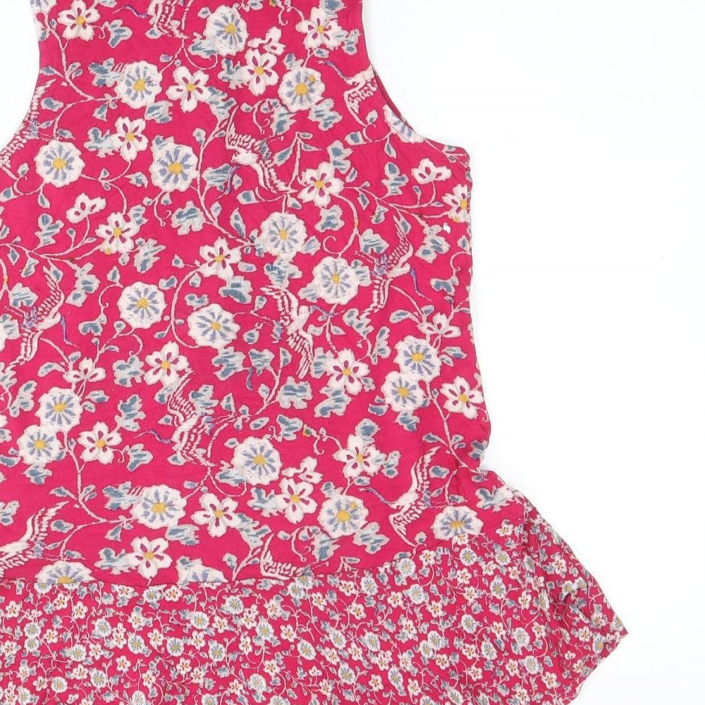 Monsoon Womens Pink Floral Viscose Basic Button-Up Size 8 Collared