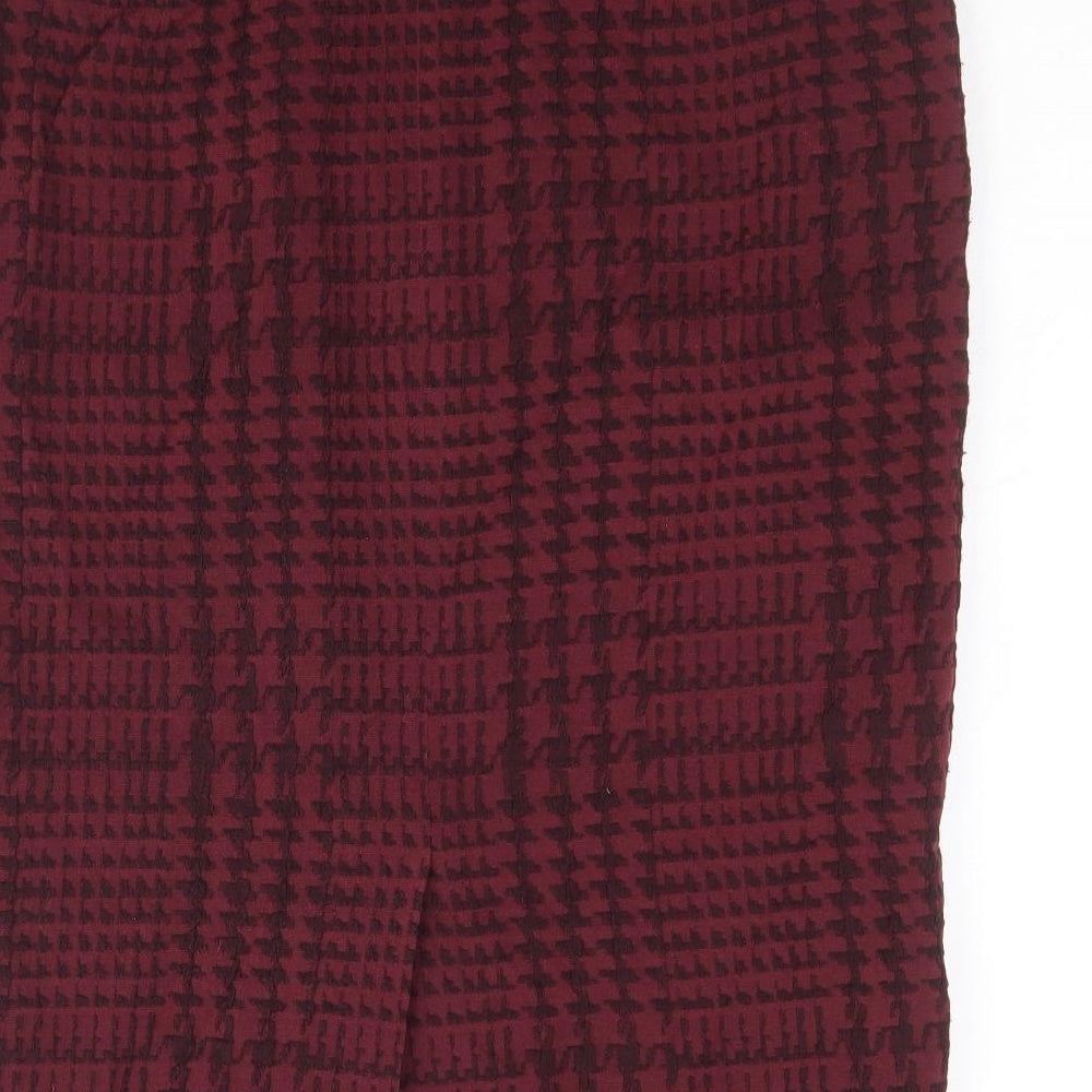 Planet Womens Red Geometric Viscose Straight & Pencil Skirt Size 10 Zip