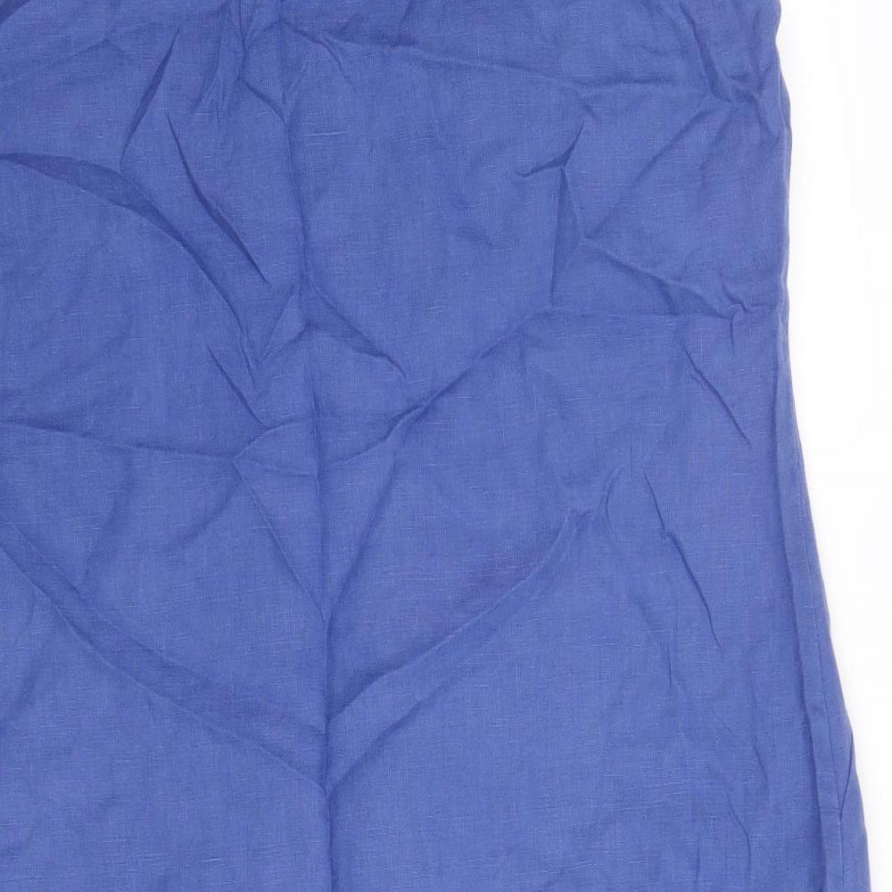 Baby Boden Womens Blue Linen Shift Size 20 V-Neck Zip
