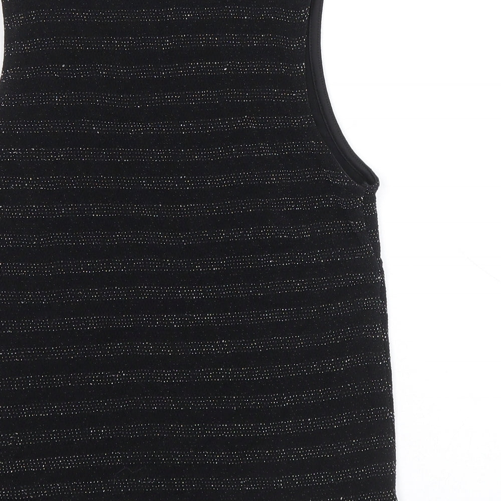 Atmosphere Womens Black Striped Nylon Basic Tank Size 10 Mock Neck