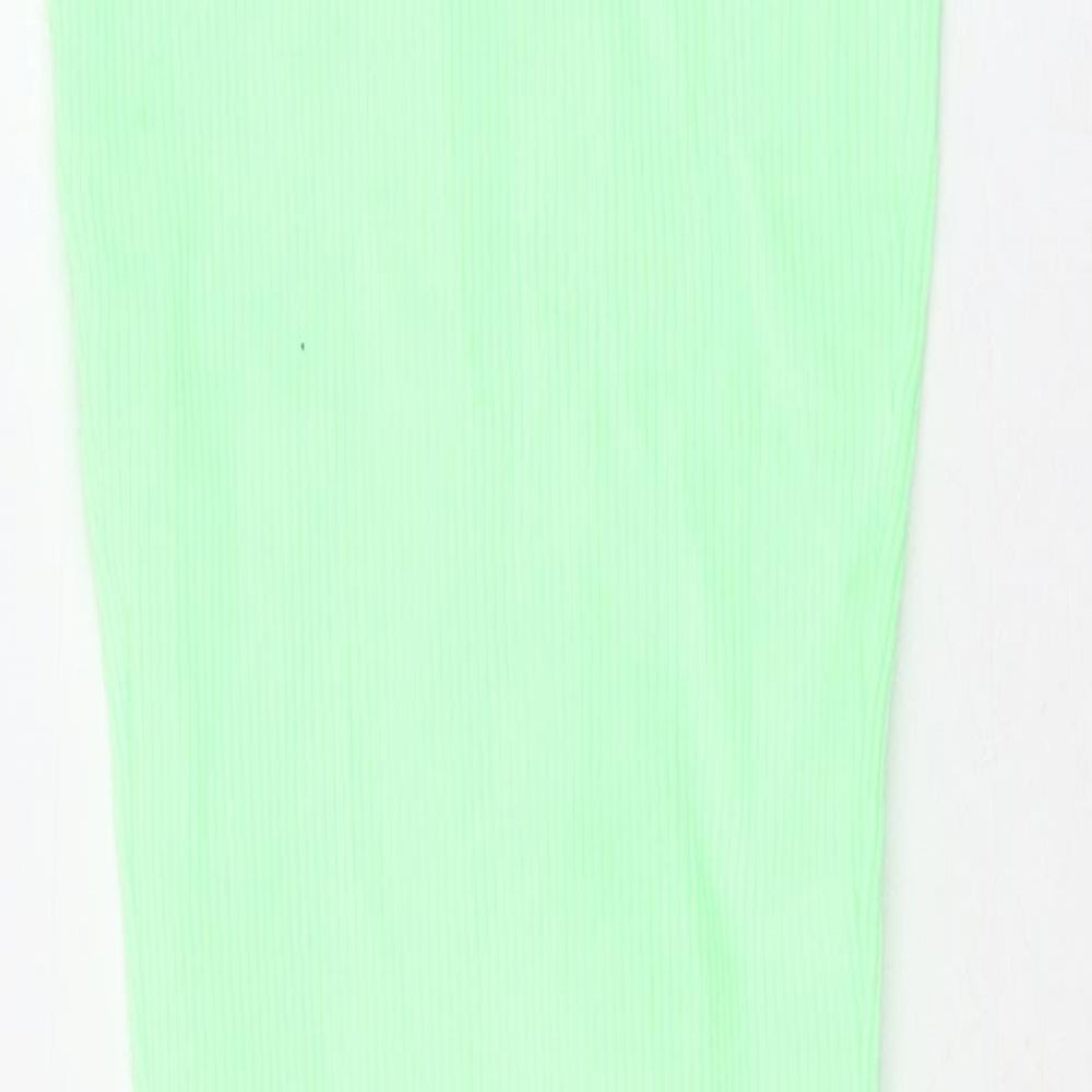 Bershka Womens Green Polyamide Bodycon Size S Off the Shoulder Pullover