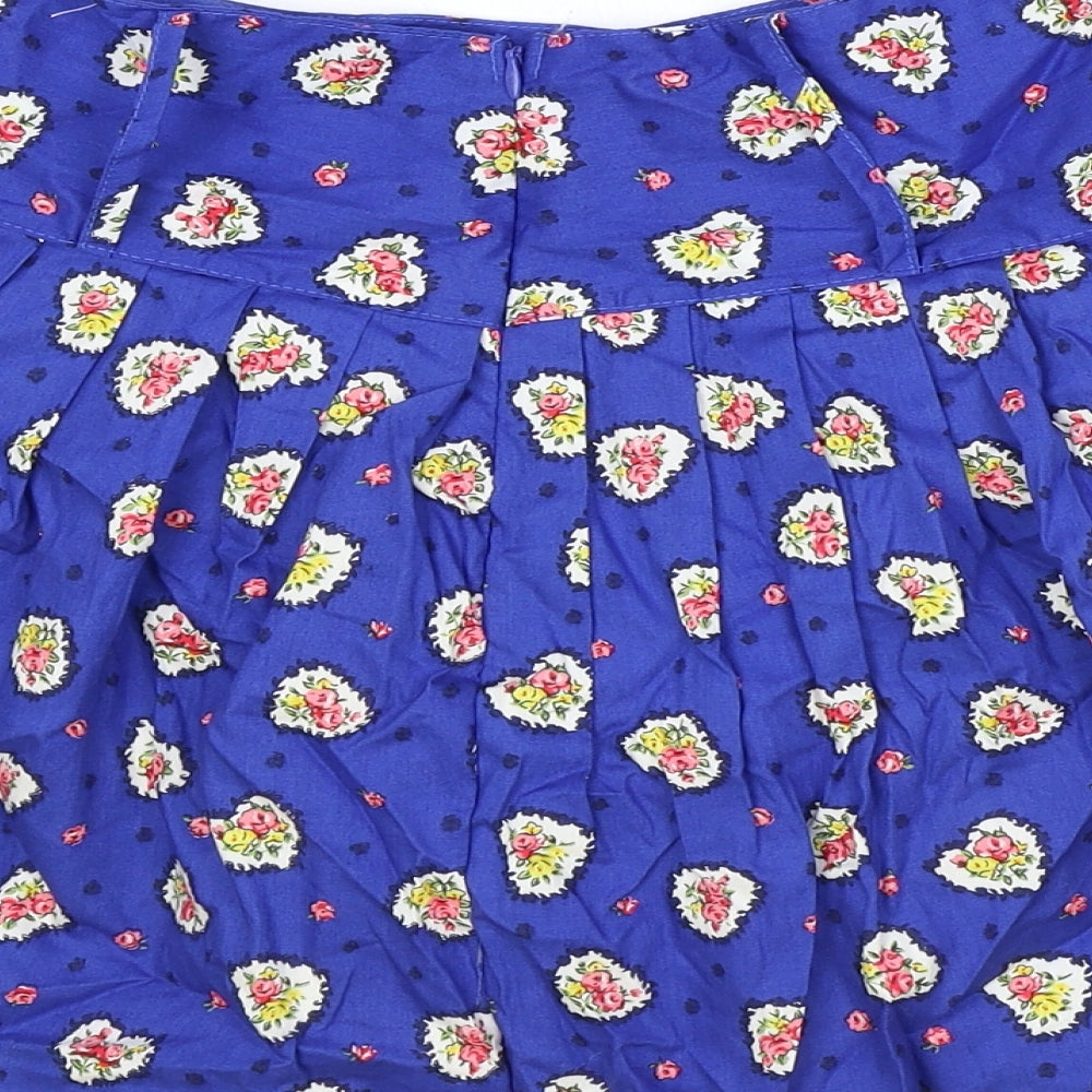 Preworn Womens Blue Floral Polyester Tulip Skirt Size 28 in Zip