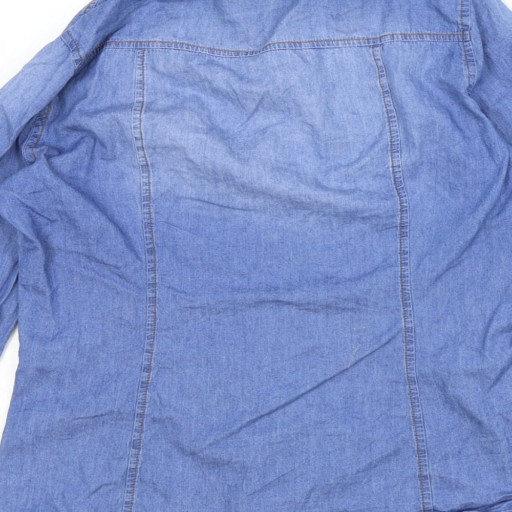 CI SONO Womens Blue 100% Cotton Basic Button-Up Size M Collared