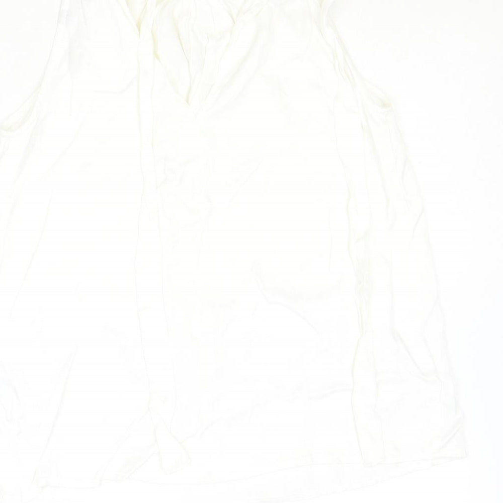 Zara Womens Ivory Viscose Basic Tank Size XS Round Neck