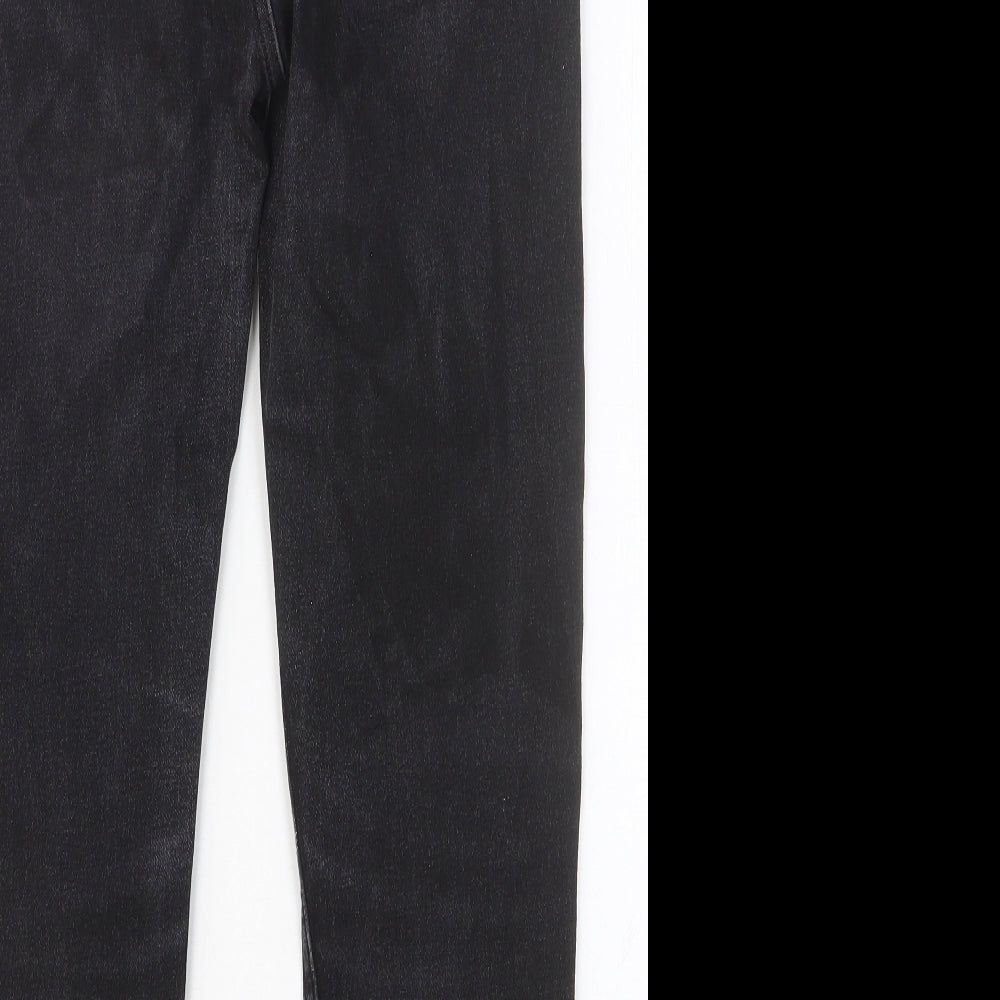 Marks & Spencer Womens Black Cotton Skinny Jeans Size 12 Slim Button